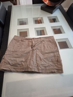 Casual Brown Cargo Skort with Front Pockets